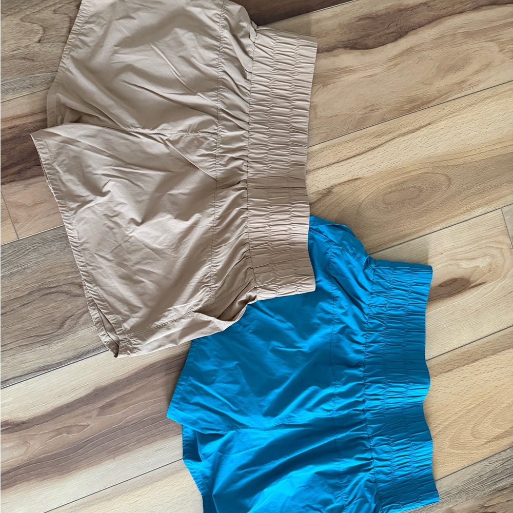 JoyLab High Waist Shorts - Tan & Bright Blue Size Medium - Picture 2 of 7